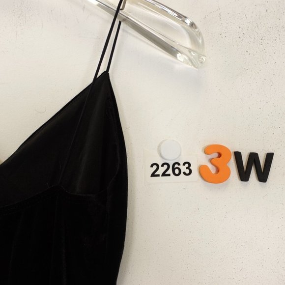 MISTYROSE Dress Velvet Black Bodycon Mini SMALL Strap Stretch Solid Open Back - Picture 9 of 10